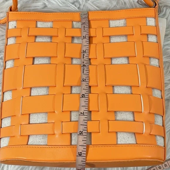 A NEW DAY Orange Basket Weave Woven Bucket Bag/Purse Shoulder Crossbody NEW - Picture 13 of 16